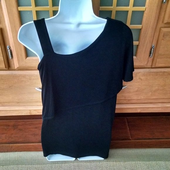 Slinky Brand Black One Shoulder Top Small - Picture 3 of 4